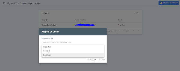 Nuevo usuario Search Console